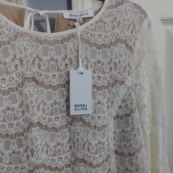 Rose & Olive White Lace Blouse  S - Picture 2 of 11